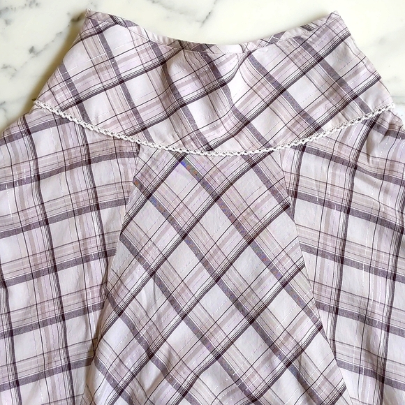 Limited Too multi color sparkling plaid skirt w/embroidery, layers and lining. - Picture 8 of 8